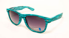 Modern Wood Style Wayfarer Fashion Blue Sunglasses. 100% UV400