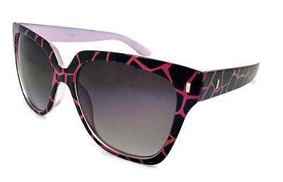 Cateye Patterned Black & Pink Sexy Women Sunglasses. 100% UV400