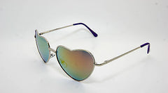 Heart Shaped Vintage Style Revo Lens Women Sunglasses Silver Purple 100% UV400