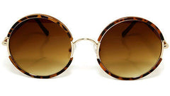 Indie Style Round Tortoise Gold Metal Sunglasses 100%UV400