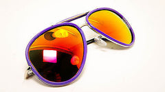 Classic Aviator Style with Revo Mirrored Lenses Sunglasses. Purple 100% UV400