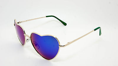 Heart Shaped Vintage Style Revo Lens Women Sunglasses Silver Green 100% UV400