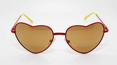 Heart Shaped Vintage Style Revo Lens Women Sunglasses Red Yellow 100% UV400