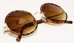 Indie Style Round Tortoise Gold Metal Sunglasses 100%UV400