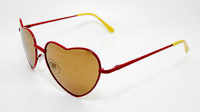 Heart Shaped Vintage Style Revo Lens Women Sunglasses Red Yellow 100% UV400