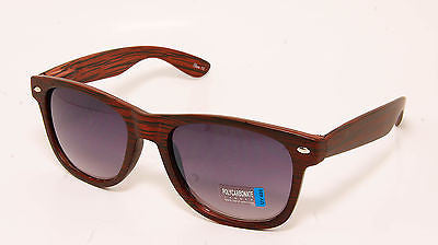 Modern Wood Style Wayfarer Fashion Red Sunglasses. 100% UV400