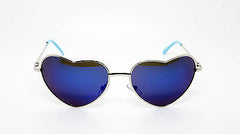 Heart Shaped Vintage Style Revo Lens Women Sunglasses Silver Blue 100% UV400