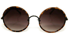 Indie Style Round Tortoise Black Metal Sunglasses 100%UV400