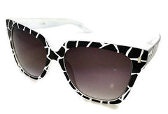 Cateye Patterned Black & White Sexy Women Sunglasses. 100% UV400