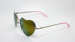 Heart Shaped Vintage Style Revo Lens Women Sunglasses Silver Pink 100% UV400