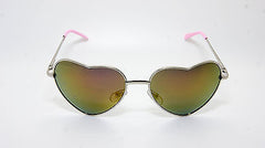 Heart Shaped Vintage Style Revo Lens Women Sunglasses Silver Pink 100% UV400