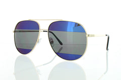 Gold Aviator Sunglasses with Striped Blue Mirror Lens 100% UV400