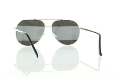 Silver Aviator Sunglasses with Striped Black Mirror Lens 100% UV400