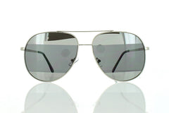 Silver Aviator Sunglasses with Striped Black Mirror Lens 100% UV400